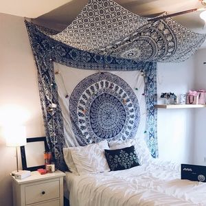Black and white elephant tapestry